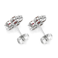 2.02 Ct.Tw. Ruby Natural Diamond Pave Earrings, 18K White Gold Image