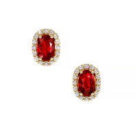 0.55 Ct.Tw. Ruby Natural Diamond Pave Earrings, 14K Yellow Gold Video