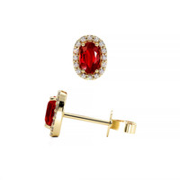 0.55 Ct.Tw. Ruby Natural Diamond Pave Earrings, 14K Yellow Gold Image