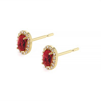 0.55 Ct.Tw. Ruby Natural Diamond Pave Earrings, 14K Yellow Gold Image