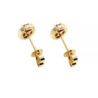 0.55 Ct.Tw. Ruby Natural Diamond Pave Earrings, 14K Yellow Gold Image