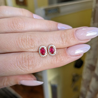 0.55 Ct.Tw. Ruby Natural Diamond Pave Earrings, 14K Yellow Gold Life Style