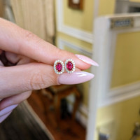0.55 Ct.Tw. Ruby Natural Diamond Pave Earrings, 14K Yellow Gold Life Style