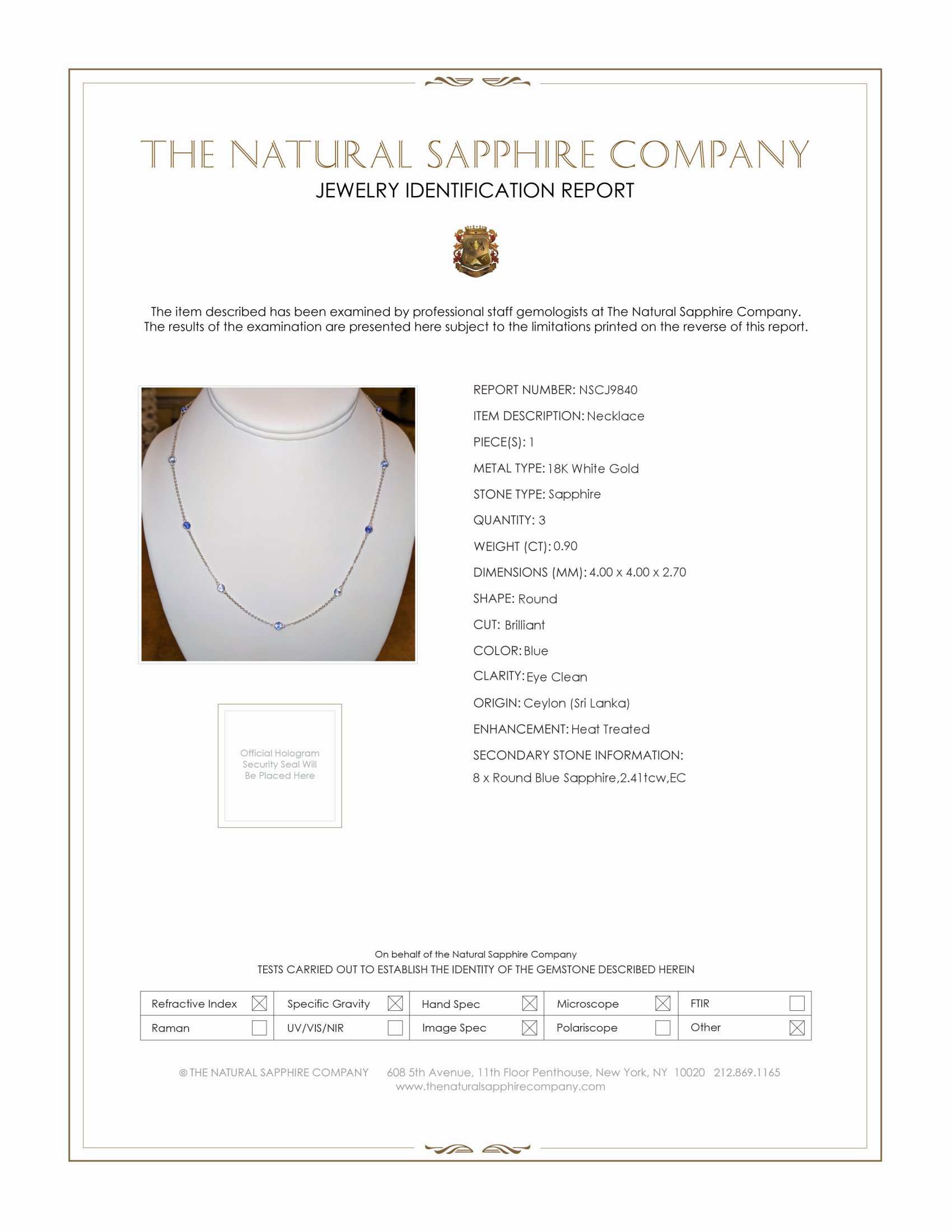 0.90 Ct. Blue Sapphire Bezel Necklace, 18K White Gold
