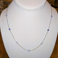 0.90 Ct. Blue Sapphire Bezel Necklace, 18K White Gold Image