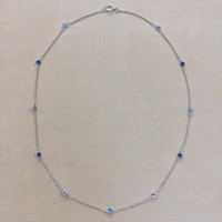0.90 Ct. Blue Sapphire Bezel Necklace, 18K White Gold Life Style