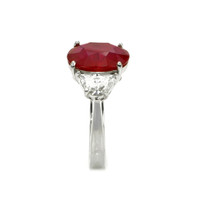5.19 Ct. Ruby Natural Diamond Three Stone Ring, Platinum 950 Image