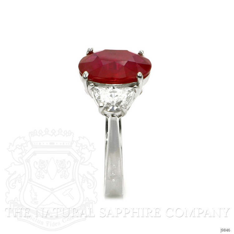 5.19 Ct. Ruby Natural Diamond Three Stone Ring, Platinum 950