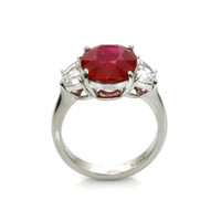 5.19 Ct. Ruby Natural Diamond Three Stone Ring, Platinum 950 Image