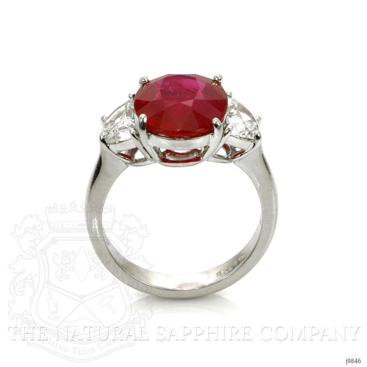 5.19 Ct. Ruby Natural Diamond Three Stone Ring, Platinum 950