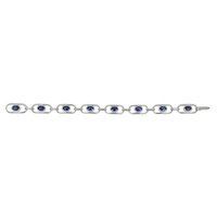 5.08 Ct.Tw. Blue Sapphire and Natural Diamond Pave Bracelet, 18K White Gold Image