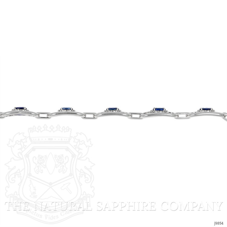 5.08 Ct.Tw. Blue Sapphire and Natural Diamond Pave Bracelet, 18K White Gold