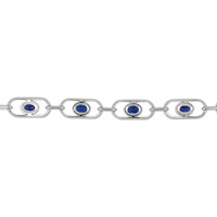 5.08 Ct.Tw. Blue Sapphire and Natural Diamond Pave Bracelet, 18K White Gold Image