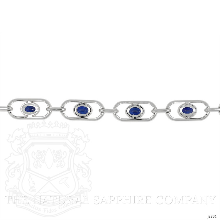 5.08 Ct.Tw. Blue Sapphire and Natural Diamond Pave Bracelet, 18K White Gold