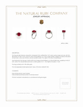 5.07 Ct. Ruby Natural Diamond Three Stone Ring, 18K White Gold Appraisal