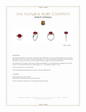 5.07 Ct. Ruby and Natural Diamond Three Stone Ring, 18K White Gold Appraisal