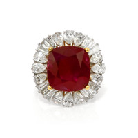 10.80 Ct. Ruby Natural Diamond Pave Ring, 18K White & Yellow Video