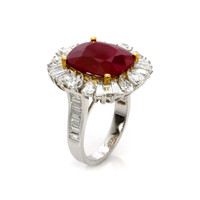 10.80 Ct. Ruby Natural Diamond Pave Ring, 18K White & Yellow Image