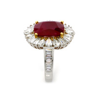 10.80 Ct. Ruby Natural Diamond Pave Ring, 18K White & Yellow Image