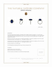 6.41 Ct. Blue Sapphire and Natural Diamond Pave Ring, 18K White Gold Appraisal