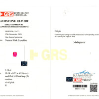 5.58 Ct. Pink Sapphire and Natural Diamond Three Stone Ring, Platinum 950 Scan Report