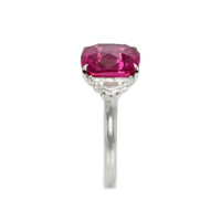 5.58 Ct. Pink Sapphire and Natural Diamond Three Stone Ring, Platinum 950 Image