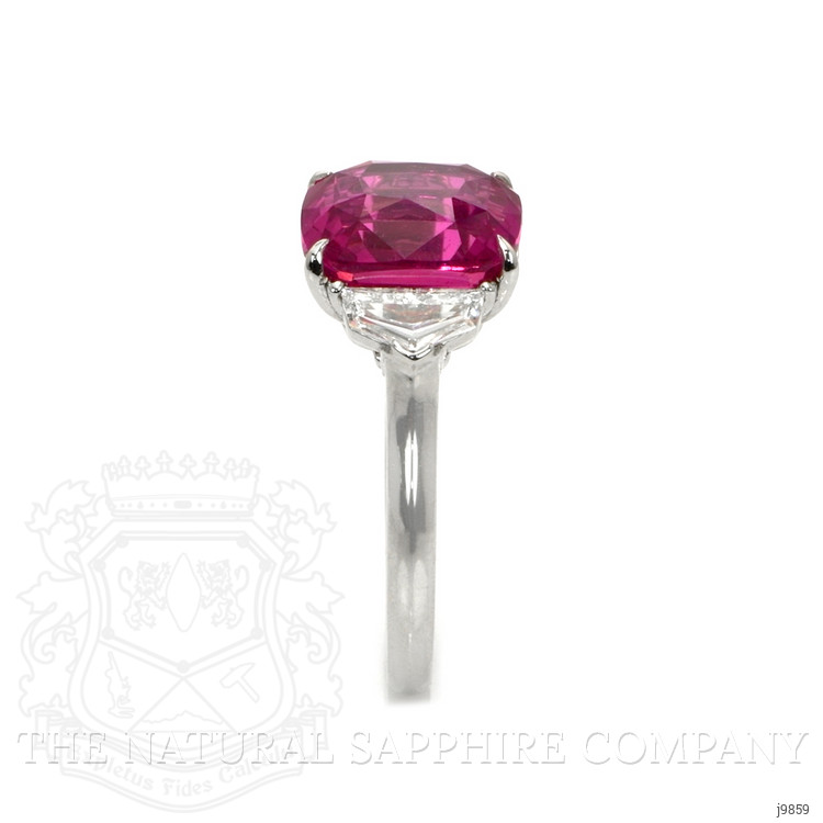 5.58 Ct. Pink Sapphire and Natural Diamond Three Stone Ring, Platinum 950