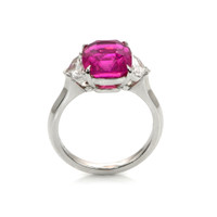 5.58 Ct. Pink Sapphire and Natural Diamond Three Stone Ring, Platinum 950 Image