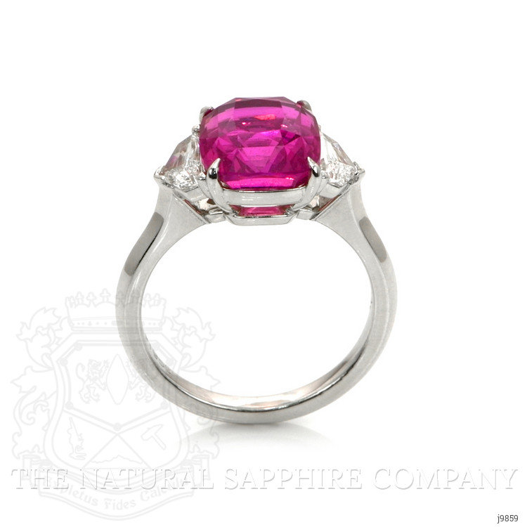 5.58 Ct. Pink Sapphire and Natural Diamond Three Stone Ring, Platinum 950