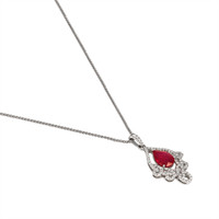 1.93 Ct. Ruby Natural Diamond Pave Pendant, 18K White Gold Image