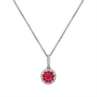 0.12 Ct. Ruby Ruby Pave Pendant, 18K White Gold Video