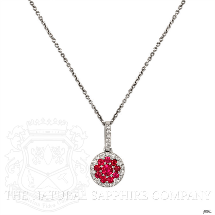 0.12 Ct. Ruby Ruby Pave Pendant, 18K White Gold