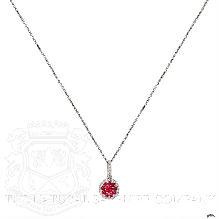0.12 Ct. Ruby Ruby Pave Pendant, 18K White Gold