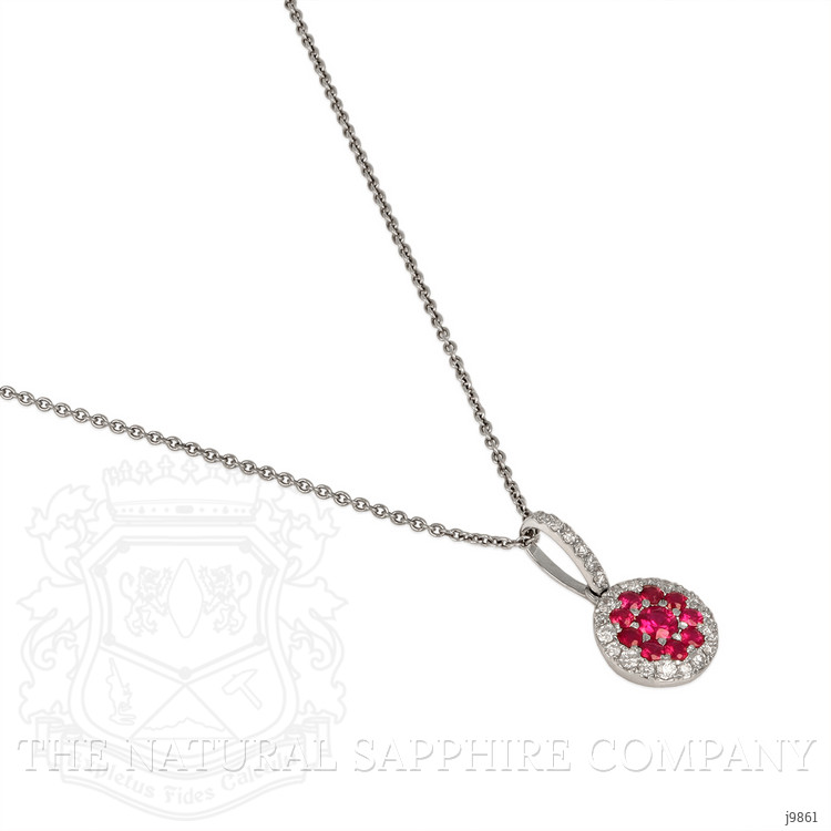 0.12 Ct. Ruby Ruby Pave Pendant, 18K White Gold