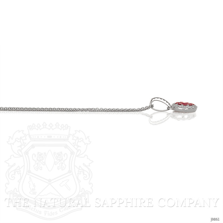 0.12 Ct. Ruby Ruby Pave Pendant, 18K White Gold