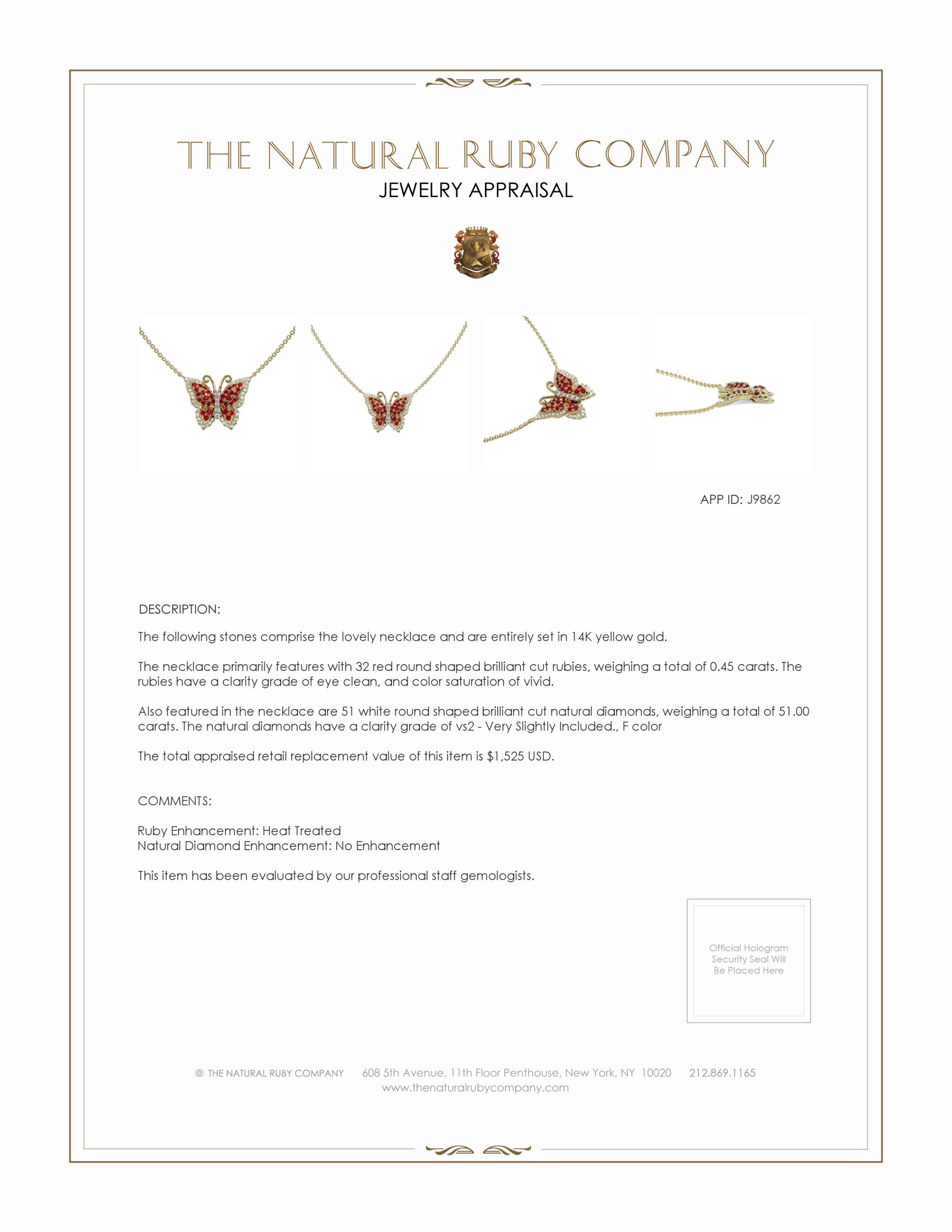 0.45 Ct. Ruby and Natural Diamond Pave Necklace, 14K Yellow Gold