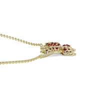 0.45 Ct. Ruby Natural Diamond Pave Necklace, 14K Yellow Gold Image