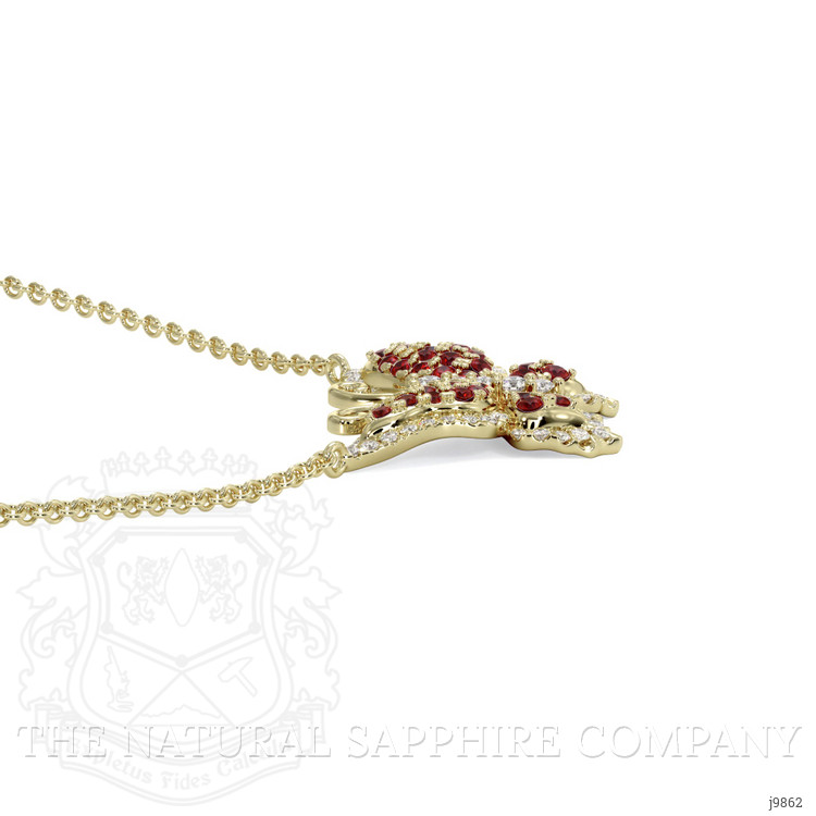 0.45 Ct. Ruby Natural Diamond Pave Necklace, 14K Yellow Gold