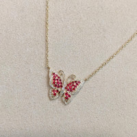0.45 Ct. Ruby Natural Diamond Pave Necklace, 14K Yellow Gold Life Style
