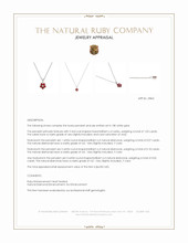 1.05 Ct. Ruby and Natural Diamond Pave Pendant, 18K White Gold Appraisal