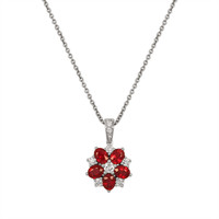 1.05 Ct. Ruby Natural Diamond Pave Pendant, 18K White Gold Video