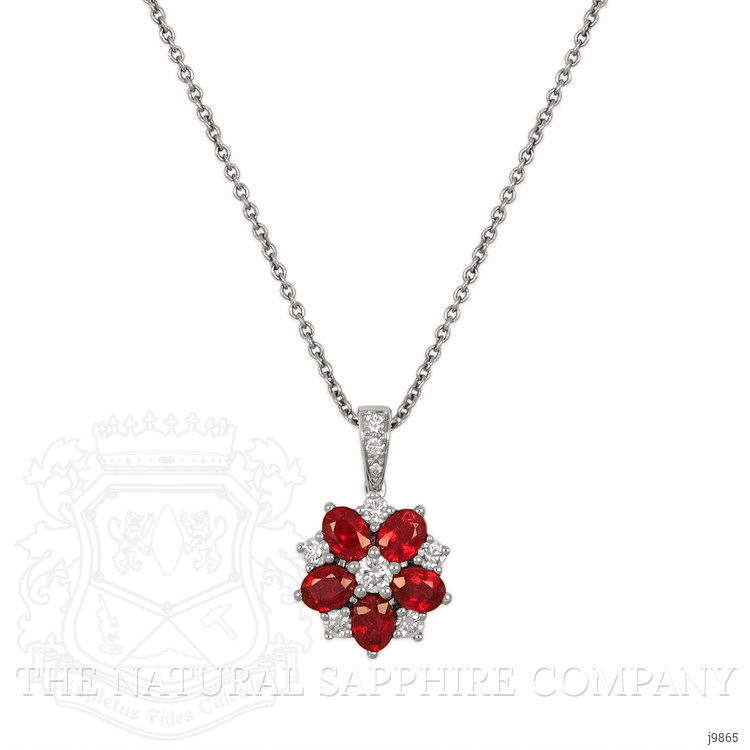 1.05 Ct. Ruby Natural Diamond Pave Pendant, 18K White Gold