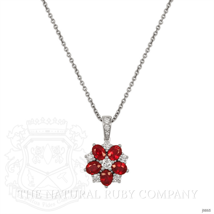 1.05 Ct. Ruby Natural Diamond Pave Pendant, 18K White Gold
