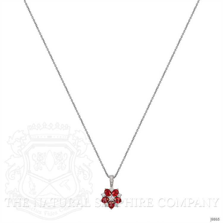 1.05 Ct. Ruby Natural Diamond Pave Pendant, 18K White Gold