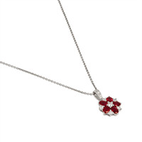 1.05 Ct. Ruby Natural Diamond Pave Pendant, 18K White Gold Image
