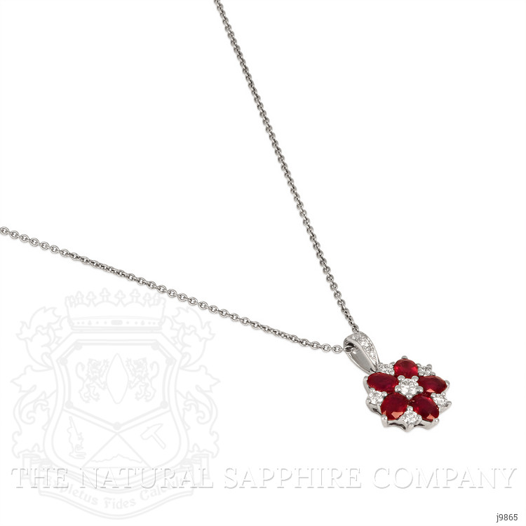 1.05 Ct. Ruby Natural Diamond Pave Pendant, 18K White Gold