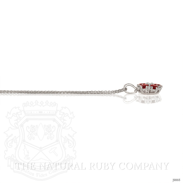 1.05 Ct. Ruby Natural Diamond Pave Pendant, 18K White Gold