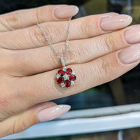 1.05 Ct. Ruby Natural Diamond Pave Pendant, 18K White Gold Life Style
