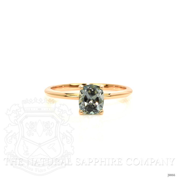 1.56 Ct. Bluish Green Sapphire and Natural Diamond Pave Ring, 18K Rose Gold