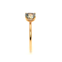 1.56 Ct. Bluish Green Sapphire and Natural Diamond Pave Ring, 18K Rose Gold Image